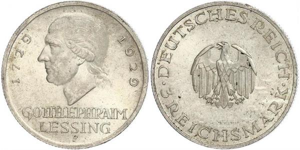 3 Mark Deutsches Kaiserreich (1871-1918) Silber Gotthold Ephraim Lessing