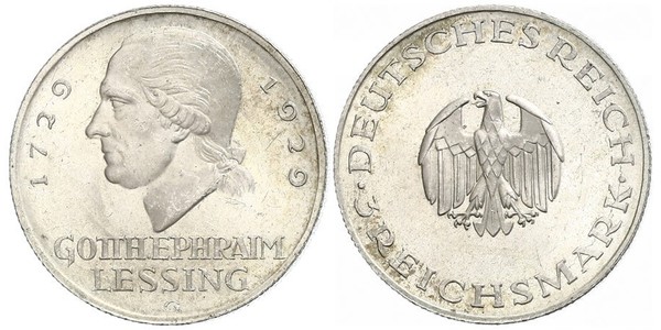 3 Mark Deutsches Kaiserreich (1871-1918) Silber Gotthold Ephraim Lessing