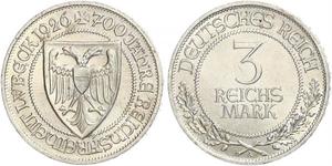 3 Mark Free City of Lübeck Silber 