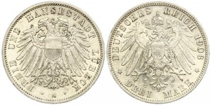 3 Mark Free City of Lübeck Silber 