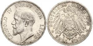 3 Mark Fürstentum Lippe (1123 - 1918) Silber Leopold IV. (Lippe)