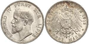 3 Mark Fürstentum Lippe (1123 - 1918) Silber Leopold IV. (Lippe)