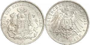 3 Mark Hamburg / States of Germany Silber 