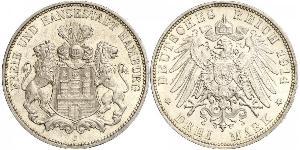 3 Mark Hamburg / States of Germany Silber 