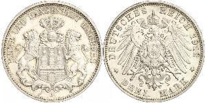 3 Mark Hamburg / States of Germany Silber 