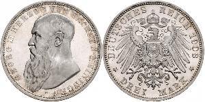 3 Mark Herzogtum Sachsen-Meiningen (1680 - 1918) Silber Georg II. (Sachsen-Meiningen)