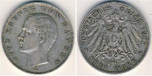 3 Mark Königreich Bayern (1806 - 1918) Silber Otto (Bayern)(1848 – 1916)