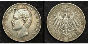 3 Mark Königreich Bayern (1806 - 1918) Silber Otto (Bayern)(1848 – 1916)