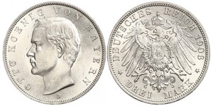 3 Mark Königreich Bayern (1806 - 1918) Silber Otto (Bayern)(1848 – 1916)