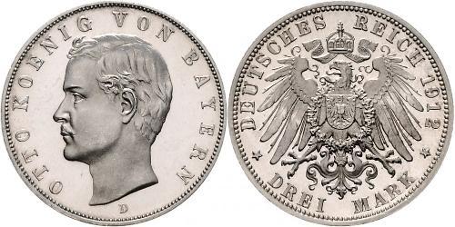 3 Mark Königreich Bayern (1806 - 1918) Silber Otto (Bayern)(1848 – 1916)