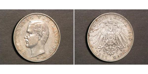 3 Mark Königreich Bayern (1806 - 1918) Silber Otto (Bayern)(1848 – 1916)