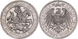 3 Mark Königreich Preußen (1701-1918) Silber Wilhelm II, German Emperor (1859-1941)