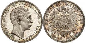 3 Mark Königreich Preußen (1701-1918) Silber Wilhelm II, German Emperor (1859-1941)