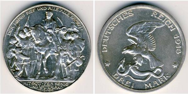 3 Mark Königreich Preußen (1701-1918) Silber 
