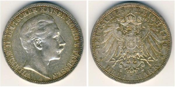 3 Mark Königreich Preußen (1701-1918) Silber Wilhelm II, German Emperor (1859-1941)