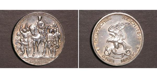 3 Mark Königreich Preußen (1701-1918) Silber 