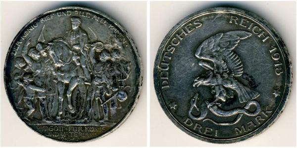 3 Mark Königreich Preußen (1701-1918) Silber 