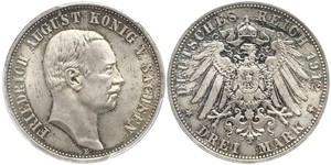 3 Mark Königreich Sachsen (1806 - 1918) Silber Friedrich August III. (Sachsen) (1865-1932)