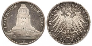 3 Mark Königreich Sachsen (1806 - 1918) Silber 