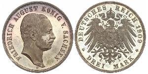 3 Mark Königreich Sachsen (1806 - 1918) Silber Friedrich August III. (Sachsen) (1865-1932)