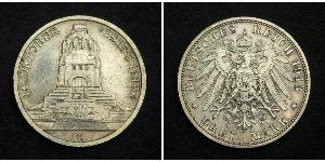 3 Mark Königreich Sachsen (1806 - 1918) Silber 