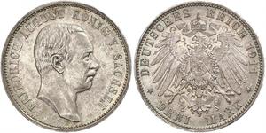 3 Mark Königreich Sachsen (1806 - 1918) Silber Friedrich August III. (Sachsen) (1865-1932)