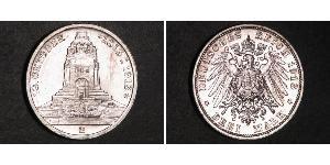 3 Mark Königreich Sachsen (1806 - 1918) Silber 