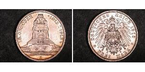 3 Mark Königreich Sachsen (1806 - 1918) Silber 