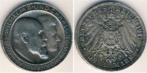 3 Mark Königreich Württemberg (1806-1918) Silber Wilhelm II, German Emperor (1859-1941)