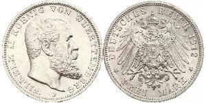 3 Mark Königreich Württemberg (1806-1918) Silber Wilhelm II, German Emperor (1859-1941)