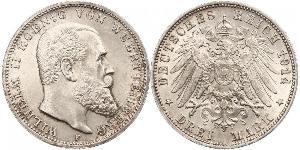 3 Mark Königreich Württemberg (1806-1918) Silber Wilhelm II, German Emperor (1859-1941)