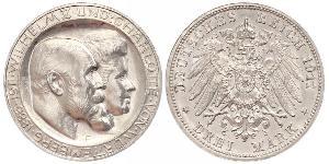 3 Mark Königreich Württemberg (1806-1918) Silber Wilhelm II, German Emperor (1859-1941)