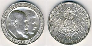 3 Mark Königreich Württemberg (1806-1918) Silber Wilhelm II, German Emperor (1859-1941)