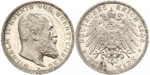 3 Mark Königreich Württemberg (1806-1918) Silber Wilhelm II, German Emperor (1859-1941)