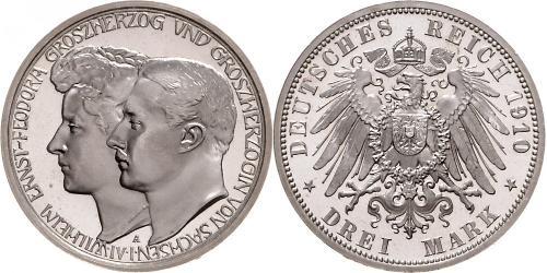 3 Mark Sachsen-Weimar-Eisenach (1809 - 1918) Silber Wilhelm Ernst (Sachsen-Weimar-Eisenach)