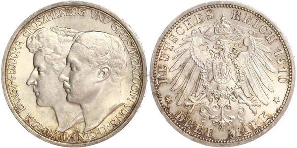 3 Mark Sachsen-Weimar-Eisenach (1809 - 1918) Silber Wilhelm Ernst (Sachsen-Weimar-Eisenach)