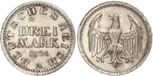 3 Mark Weimarer Republik (1918-1933) Silber 