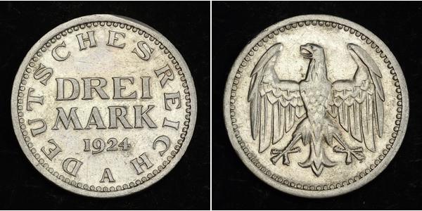3 Mark Weimarer Republik (1918-1933) Silber 