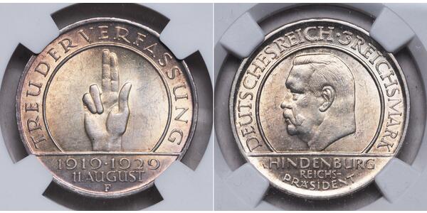 3 Mark Weimarer Republik (1918-1933) Silber Paul von Hindenburg