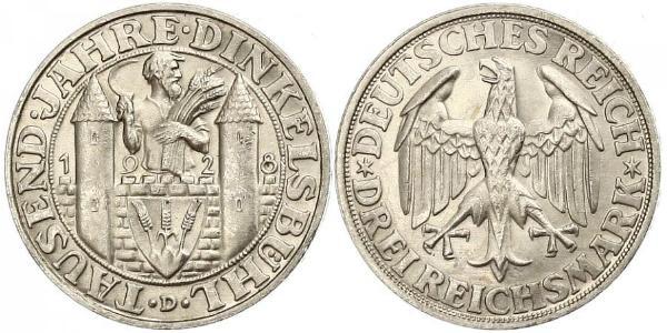 3 Mark Weimarer Republik (1918-1933) Silber 