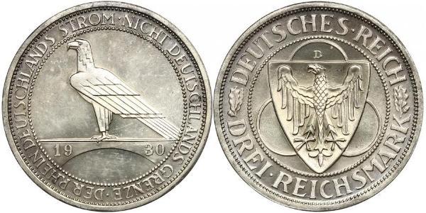 3 Mark Weimarer Republik (1918-1933) Silber 