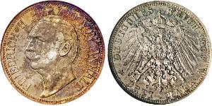 3 Mark Anhalt-Dessau (1603 -1863) Silver Friedrich II, Duke of Anhalt (1856 – 1918)