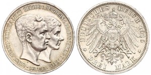 3 Mark Duchy of Brunswick (1815 - 1918) Silver Ernest Augustus, Duke of Brunswick (1887 - 1953)