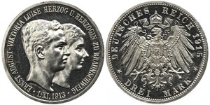 3 Mark Duchy of Brunswick (1815 - 1918) Silver Ernest Augustus, Duke of Brunswick (1887 - 1953)