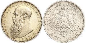 3 Mark Duchy of Saxe-Meiningen (1680 - 1918) Silver Georg II, Duke of Saxe-Meiningen