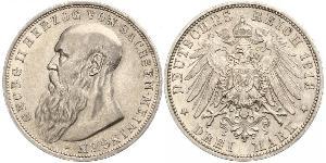 3 Mark Duchy of Saxe-Meiningen (1680 - 1918) Silver Georg II, Duke of Saxe-Meiningen