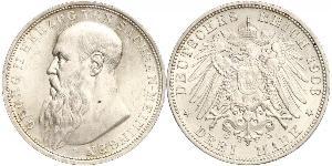 3 Mark Duchy of Saxe-Meiningen (1680 - 1918) Silver Georg II, Duke of Saxe-Meiningen