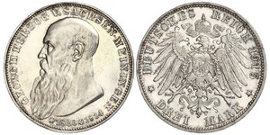 3 Mark Duchy of Saxe-Meiningen (1680 - 1918) Silver Georg II, Duke of Saxe-Meiningen