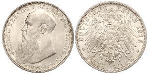 3 Mark Duchy of Saxe-Meiningen (1680 - 1918) Silver Georg II, Duke of Saxe-Meiningen