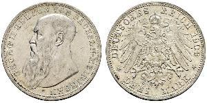 3 Mark Duchy of Saxe-Meiningen (1680 - 1918) Silver Georg II, Duke of Saxe-Meiningen